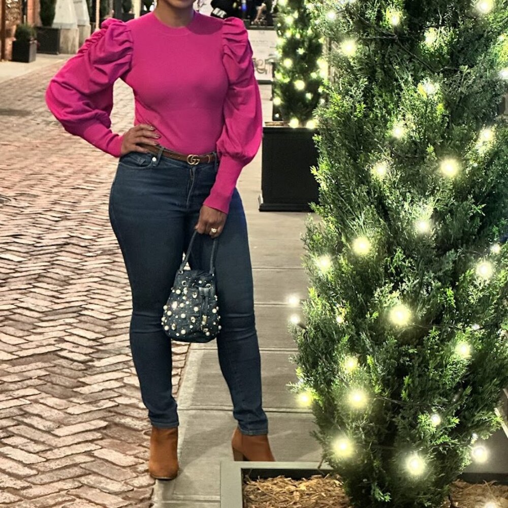 Hera Collection Fuchsia Long Sleeve Bodysuit sz M